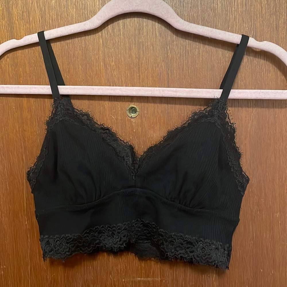 NWOT Aerie Eyelash Lace Trim Longline Bralette - Picture 2 of 9